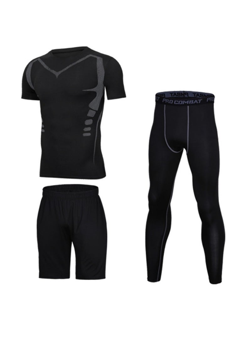 KUYING Morning Running Training Sports Tights Fitness Suit Men's Sports Set 