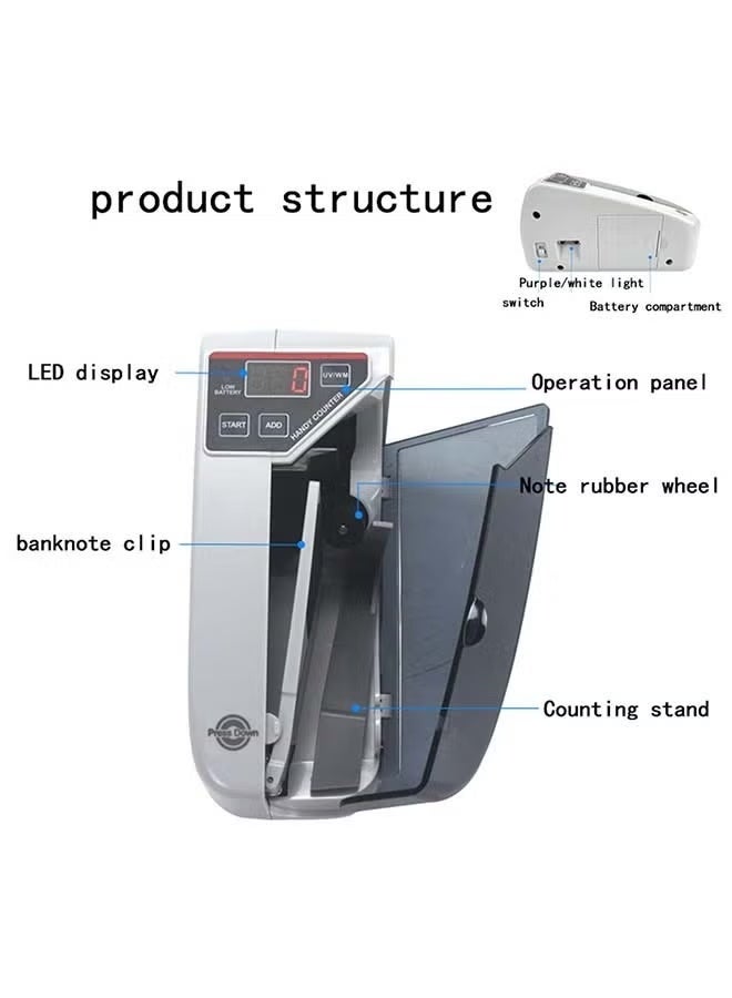 Money Counter Portable Money Counter Mini Bill Cash Counting Machine Handy Suitable for Multi-Currency Handy Banknote Counter - Image 2