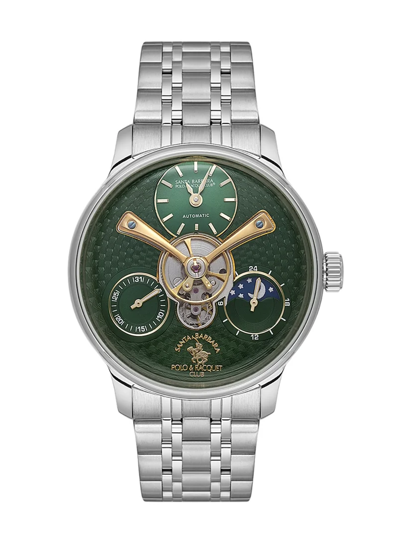 SANTA BARBARA POLO & RACQUET CLUB Santa Barbara Polo & Racquet Club - Luxury Men's Watch | Stainless Steel Band with Steel Case | Analog | Round Dial | Mineral Glass | Automatic | Water Resistance 50 Meters