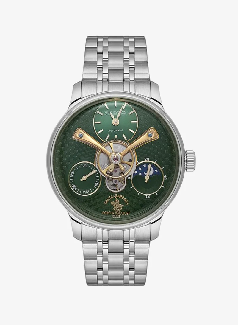SANTA BARBARA POLO & RACQUET CLUB Santa Barbara Polo & Racquet Club - Luxury Men's Watch | Stainless Steel Band with Steel Case | Analog | Round Dial | Mineral Glass | Automatic | Water Resistance 50 Meters