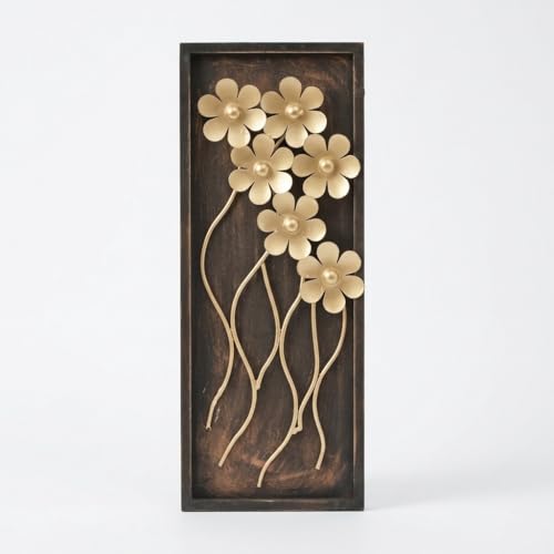 Vedas Exports Gold Metal Wall Decor for Living Room – Piper Leaf Metal Wall Art Frame – Iron & MDF Wall Hanging Decoration for Home, Bedroom, Dining Room, Office – Modern Wall Decor (Size 8 x 20 inches) - Image 5