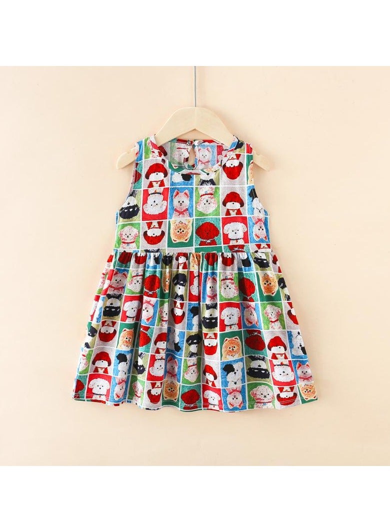 Loquat Girls Summer  Halter Dress  Cotton  Children Floral Dress - Image 1