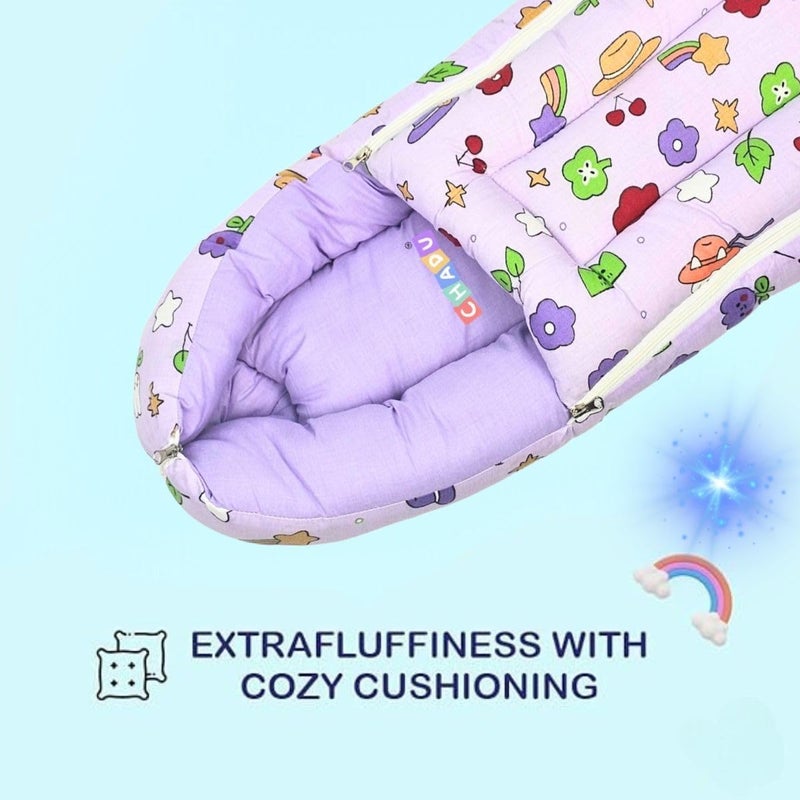 CHADU Premium Cotton Baby Bed Sleeping Bag Carry Nest for Newborns Soft Breathable Baby Bedding for Newborn Boys Girls by Chadu Purple - Image 3