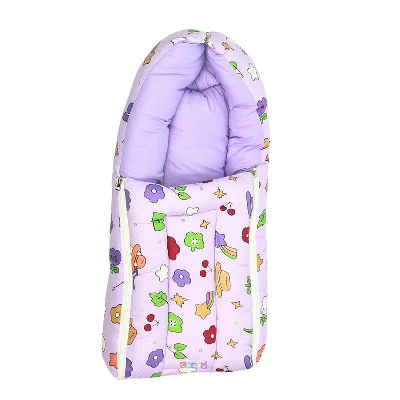 CHADU Premium Cotton Baby Bed Sleeping Bag Carry Nest for Newborns Soft Breathable Baby Bedding for Newborn Boys Girls by Chadu Purple - Image 1