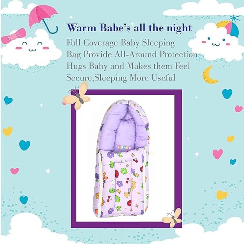 CHADU Premium Cotton Baby Bed Sleeping Bag Carry Nest for Newborns Soft Breathable Baby Bedding for Newborn Boys Girls by Chadu Purple - Image 5