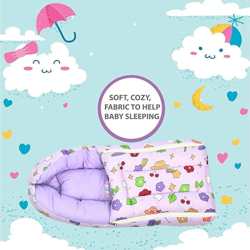 CHADU Premium Cotton Baby Bed Sleeping Bag Carry Nest for Newborns Soft Breathable Baby Bedding for Newborn Boys Girls by Chadu Purple - Image 4