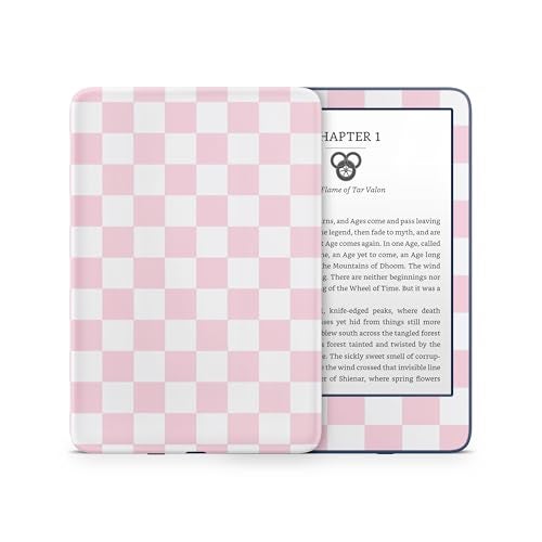Tacky Design Chessboard Skin for Kindle Skin Decal, Minimalist Checkered Vinyl Wrap, Premium 3M Decal Sticker for Full Surface Coverage (Light Pink & Baby Pink, Kindle (10th Gen, 2019)) - Image 1