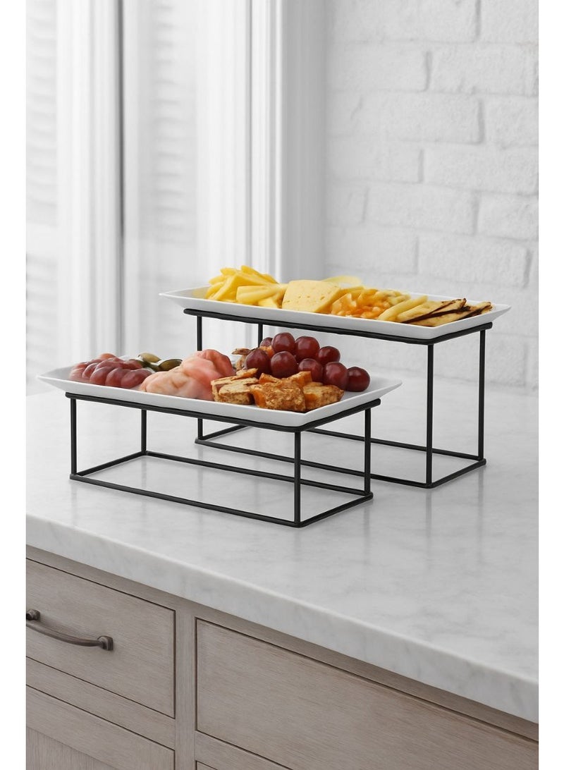 ناما 2استاند تقديم مربع معدن مع   ارتفاع 10 سم  ارتفاع 17