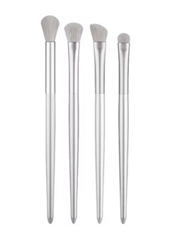 Goolsky Makeup Brushes 4 Pcs Eye Brush Set Silver Portable Cosmetics Eye Shadow Concealer Blending Noseshadow Detail Make Up Tool  - Image 1