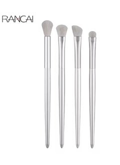 Goolsky Makeup Brushes 4 Pcs Eye Brush Set Silver Portable Cosmetics Eye Shadow Concealer Blending Noseshadow Detail Make Up Tool  - Image 2