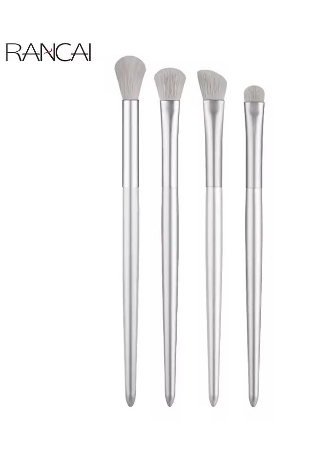 Goolsky Makeup Brushes 4 Pcs Eye Brush Set Silver Portable Cosmetics Eye Shadow Concealer Blending Noseshadow Detail Make Up Tool  - Image 2