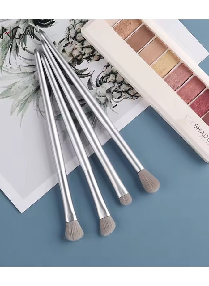 Goolsky Makeup Brushes 4 Pcs Eye Brush Set Silver Portable Cosmetics Eye Shadow Concealer Blending Noseshadow Detail Make Up Tool  - Image 3