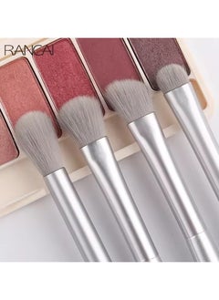 Goolsky Makeup Brushes 4 Pcs Eye Brush Set Silver Portable Cosmetics Eye Shadow Concealer Blending Noseshadow Detail Make Up Tool  - Image 5