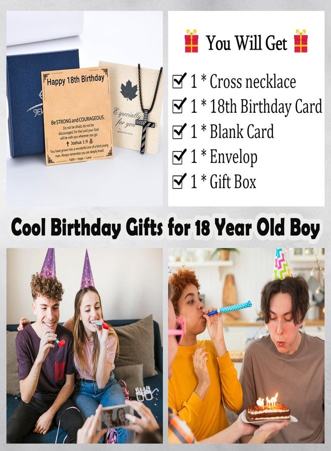 EPIRORA 18 Year Old Boy Birthday Gifts, Cool 18th Birthday Gifts Decorations for Boys, Black Cross Necklace Christian Jewelry for Teen Son Grandson Nephew Brother Friend, 22"+2" - Image 5