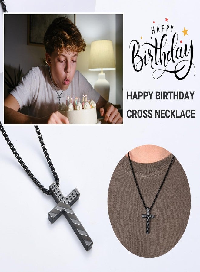 EPIRORA 18 Year Old Boy Birthday Gifts, Cool 18th Birthday Gifts Decorations for Boys, Black Cross Necklace Christian Jewelry for Teen Son Grandson Nephew Brother Friend, 22"+2" - Image 3