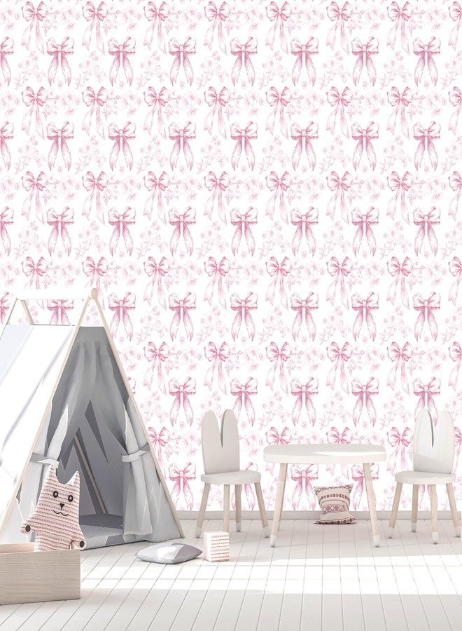 JarThenaAMCS ورق حائط JarThenaAMCS وردي مزخرف بفيونكة زهرية، قابل للتقشير واللصق، بتصميم صيني عتيق، مناسب لديكور غرفة النوم أو الحمام أو غرفة الأطفال، مقاس 15.7 بوصة × 10 أقدام - Image 3