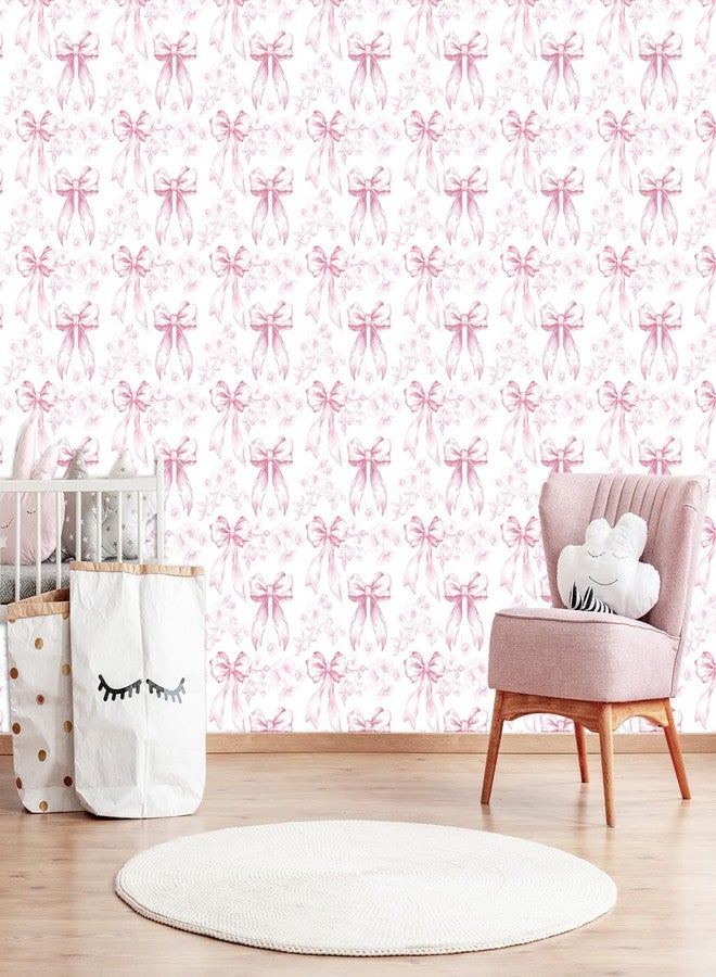 JarThenaAMCS ورق حائط JarThenaAMCS وردي مزخرف بفيونكة زهرية، قابل للتقشير واللصق، بتصميم صيني عتيق، مناسب لديكور غرفة النوم أو الحمام أو غرفة الأطفال، مقاس 15.7 بوصة × 10 أقدام - Image 5