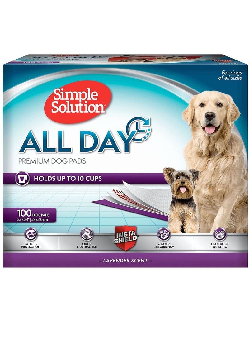Simple Solution Pack Of 100 All Day Premium Lavender Scent Dog And Puppy Pads 58X60Cm - Image 1