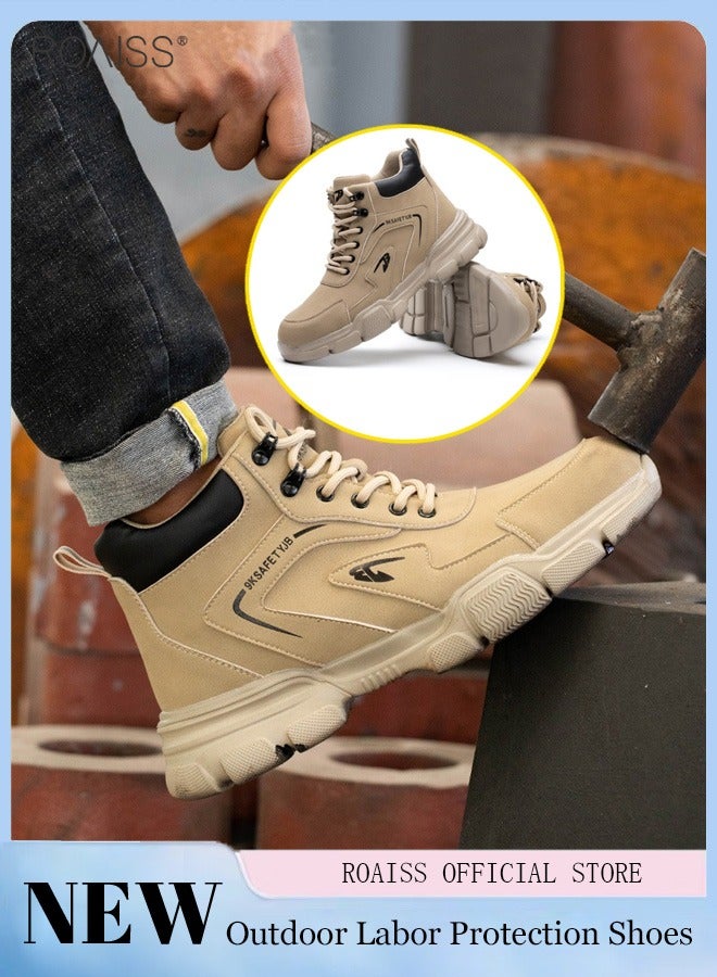 roaiss أحذية عمل خارجية للرجال بقبعة فولاذية عالية القطع أحذية أمان مقاومة للماء مضادة للسحق ومضادة للاختراق أحذية حماية العمال - Image 1