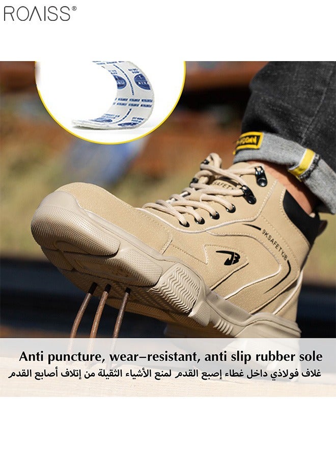 roaiss أحذية عمل خارجية للرجال بقبعة فولاذية عالية القطع أحذية أمان مقاومة للماء مضادة للسحق ومضادة للاختراق أحذية حماية العمال - Image 4