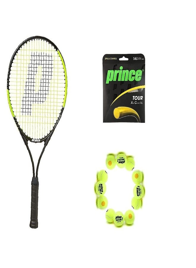 برنس مضرب تنس برينس ثاندر 26 مع 12 كرة تنس برينس ستيج 2 برتقالية قياسية ووتر تور إكس سي 16 لتر - Image 1