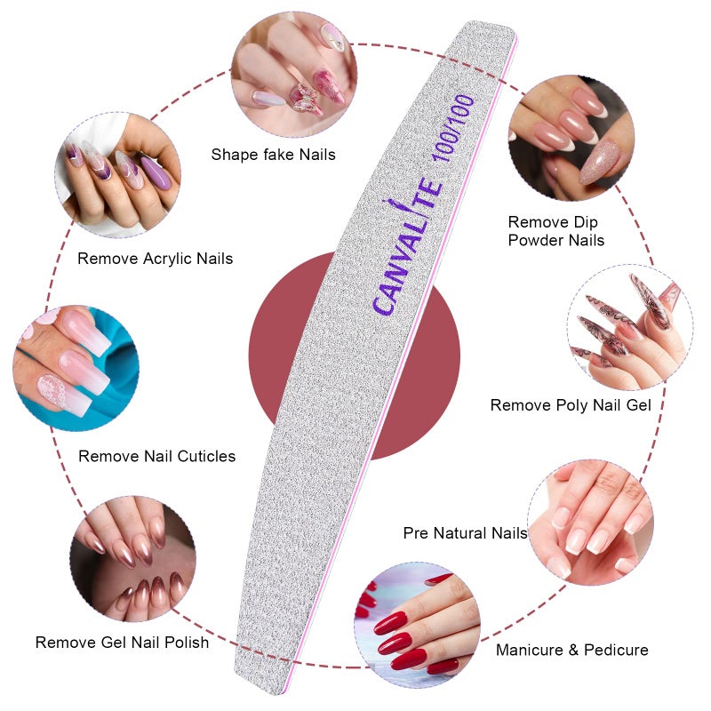 Canvalite 10pcs 100 Grit Nail Files for Acrylic Nails Emery Board Nail Styling Tools for Home and Salon Use - Image 5