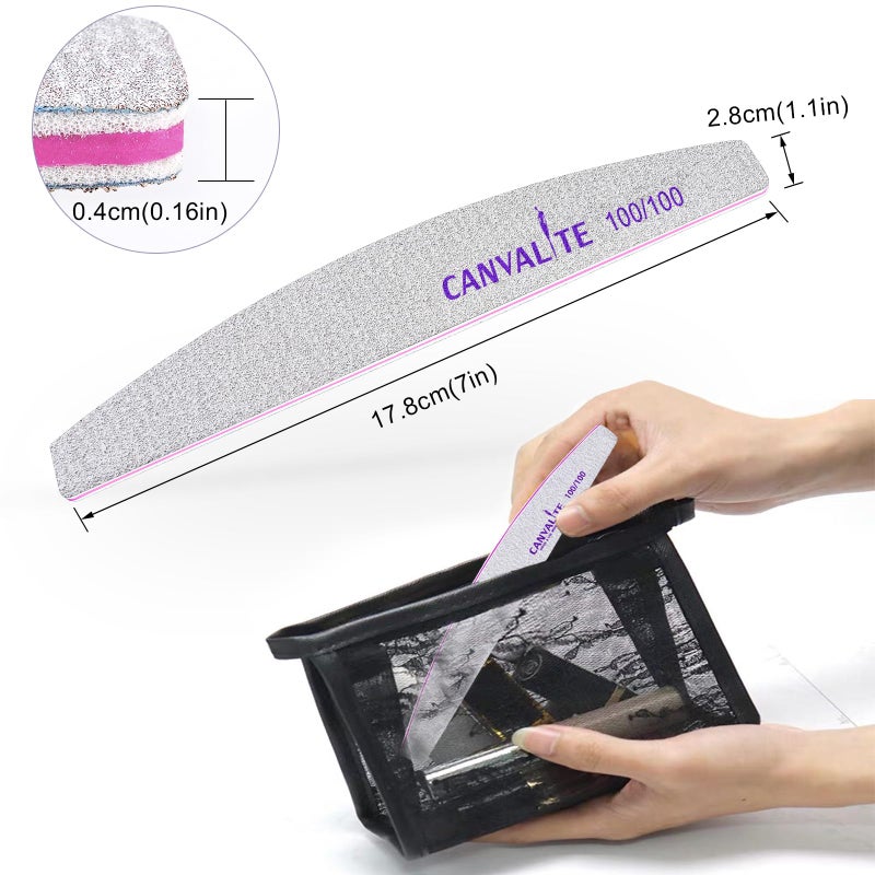 Canvalite 10pcs 100 Grit Nail Files for Acrylic Nails Emery Board Nail Styling Tools for Home and Salon Use - Image 4