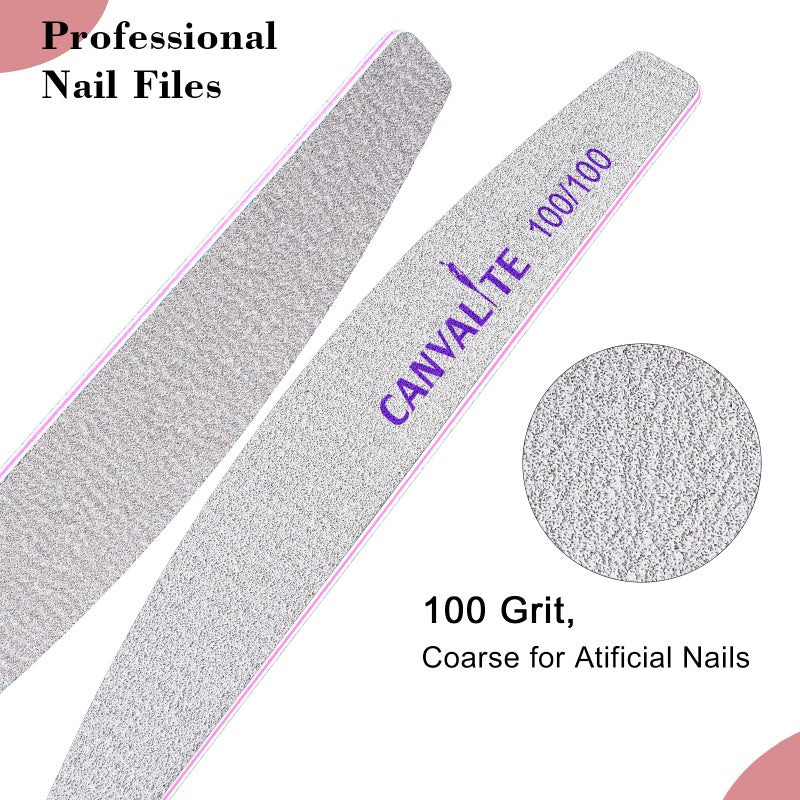 Canvalite 10pcs 100 Grit Nail Files for Acrylic Nails Emery Board Nail Styling Tools for Home and Salon Use - Image 2