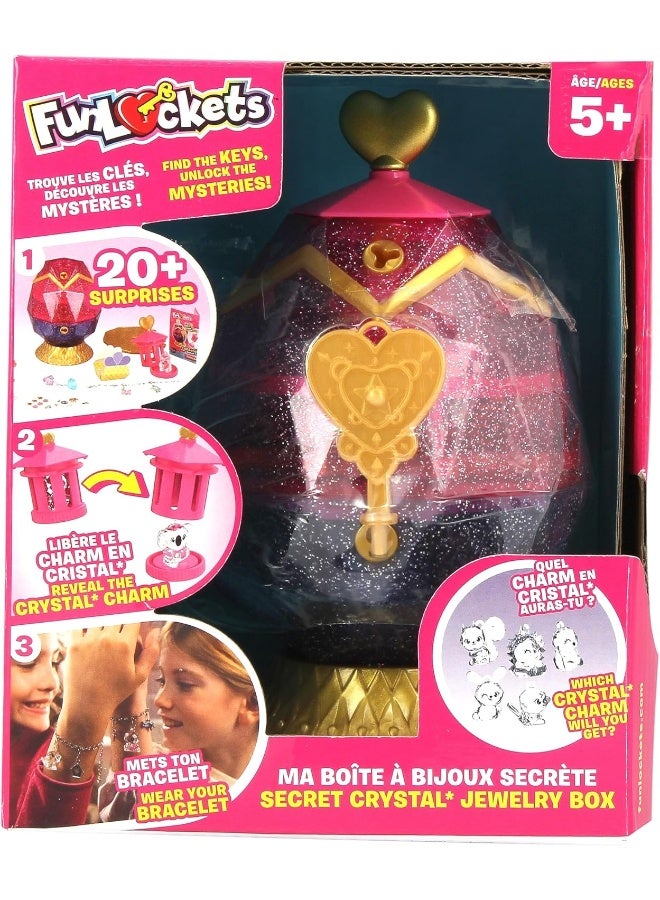 Funlockets Secret Crystal Jewellery Box, 20+ Surprises Including 3 Metal Charms,1 Crystal Charm & 1 Bracelet, Unlock The Cage To Free Your Crystal Animal Charm! Gift Toys For 5+ Years, Best Creative Toys For Girls - Image 1