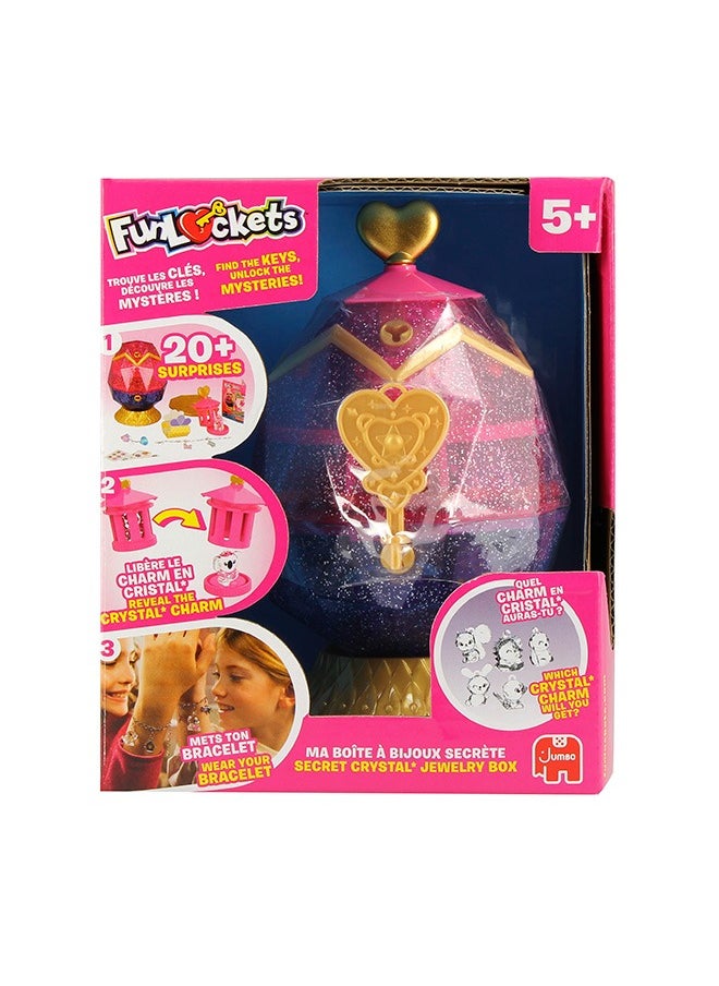 Funlockets Secret Crystal Jewellery box, 20+ surprises  including 3 metal charms,1 crystal charm & 1 bracelet, Unlock the cage to free your crystal animal charm! Gift toys for 5+ years, Best Creative toys for Girls  - Image 2