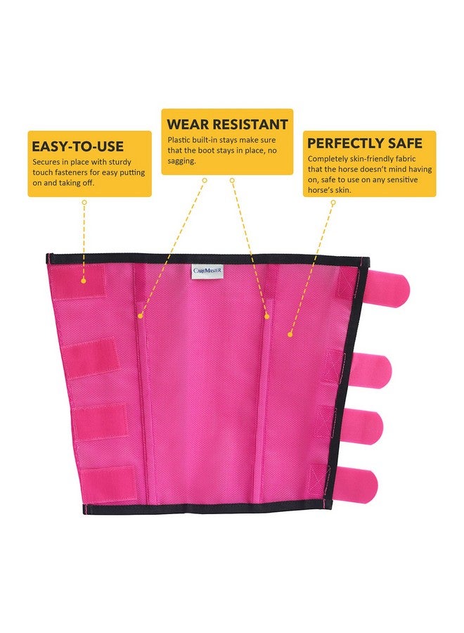 CareMaster Fine Mesh Fly Boots Loose Fitting & Non-Slip Horse Fly Leggings No More Horsefly Nuisance Greatly Reduce Stomping Breathable with Natural Air Flow (Set of 4) Magenta Large - Image 4