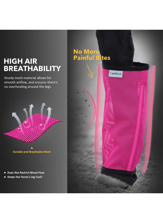 CareMaster Fine Mesh Fly Boots Loose Fitting & Non-Slip Horse Fly Leggings No More Horsefly Nuisance Greatly Reduce Stomping Breathable with Natural Air Flow (Set of 4) Magenta Large - Image 3