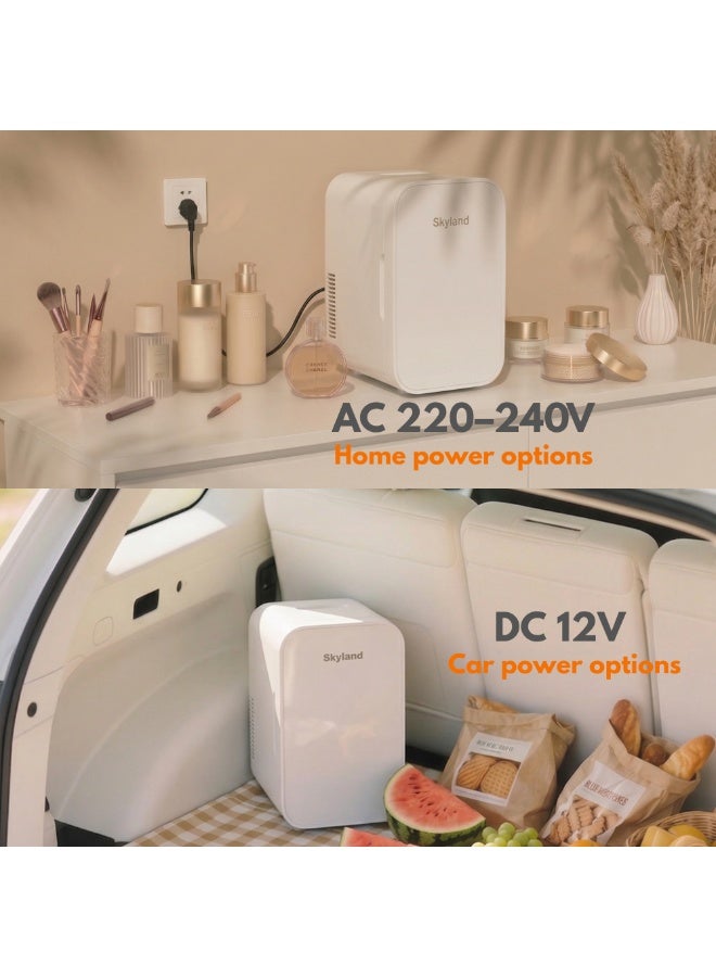 Sky Land Skyland Mini Fridge, 6 Liter/8 Can New Upgraded Skincare Fridge, AC/DC Portable Cooler & Warmer for Skin Care, Cosmetics, Beverage, Food, Great for Bedroom, Office, Dorm (White) - Image 4