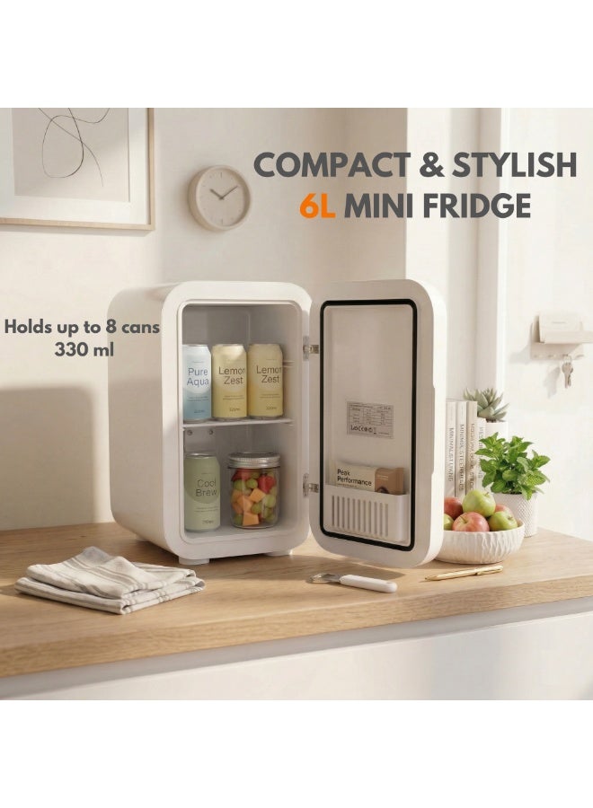 Sky Land Skyland Mini Fridge, 6 Liter/8 Can New Upgraded Skincare Fridge, AC/DC Portable Cooler & Warmer for Skin Care, Cosmetics, Beverage, Food, Great for Bedroom, Office, Dorm (White) - Image 2