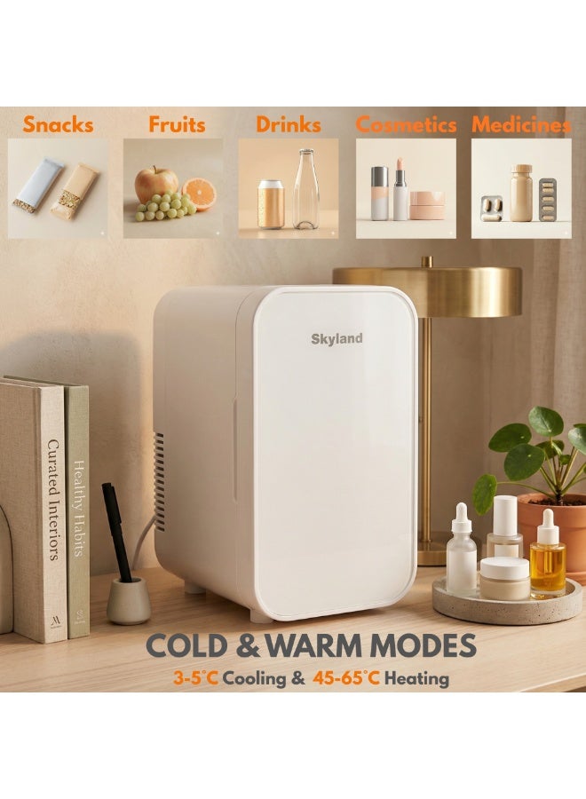 Sky Land Skyland Mini Fridge, 6 Liter/8 Can New Upgraded Skincare Fridge, AC/DC Portable Cooler & Warmer for Skin Care, Cosmetics, Beverage, Food, Great for Bedroom, Office, Dorm (White) - Image 3