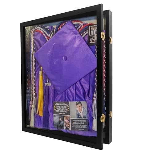 Hodeframe 17x21 Graduation Shadow Box Frame for Cap Gown Diploma Stole CordsLarge Graduation FramesMemory Box for KeepsakesWood Display Case with Hanging Hardware  Stick Pins