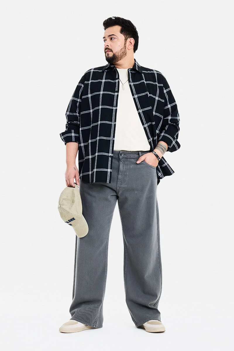 SNITCH Charcoal Grey Solid Relaxed Casual Plus Size Jeans