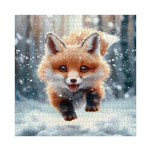 Larkipuzz Cute Winter Fox Puzzles for Adults 1000 Pieces Art Animal Snow Landscape Jigsaw Puzzles Challenging Nature Scenic Puzzle - Image 5