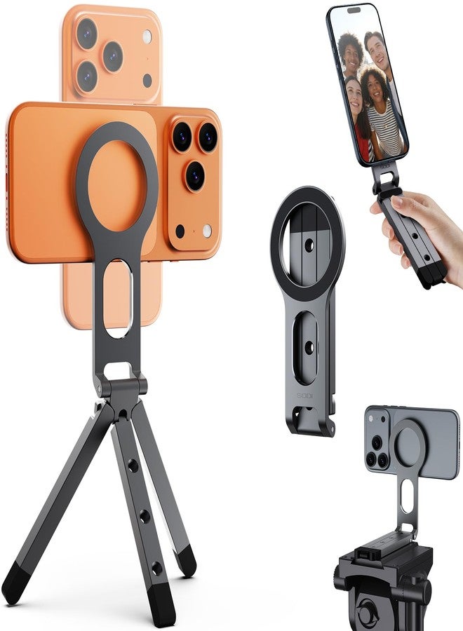 SODI Magnetic Phone Tripod Stand for iPhone - Strong Magnet Foldable Cell Phone Stand for Vlog, Gym, Travel Essentials, Mini Tripod Phone Stand Compatible with iPhone 17 16 15 14 13 12 Series - Image 1