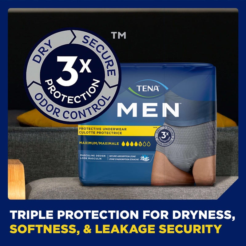 Tena Adult Protective Underwear for Men, Maximum Absorbency, XL, 72 Count (Waist Size 45in-58in) - Image 5