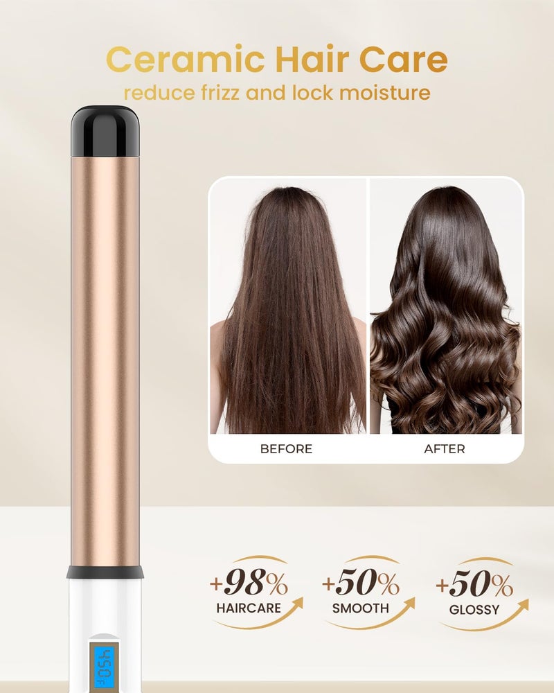Hoson 1 1/4 Inch Extra Long Barrel Curling Wand, Ceramic Tourmaline Curling Wand Professional Dual Voltage with Adjustable Temperature - Image 4