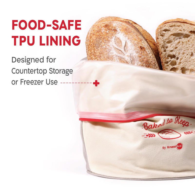 KNEADACE Bread Bags for Homemade Bread -Stylish Sourdough Bread Storage with Roll-Top Design, 100% Cotton & Food-Safe Lining, Eco-Friendly, Gift For Bakers & Home Bakers (2 Pack) - Image 5