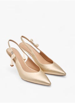 Flora Bella By Shoexpress Women Bow Accent Slingback Shoes with Flared Heels Ramadan Collection  - Image 1