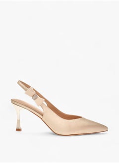 Flora Bella By Shoexpress Women Bow Accent Slingback Shoes with Flared Heels Ramadan Collection  - Image 3