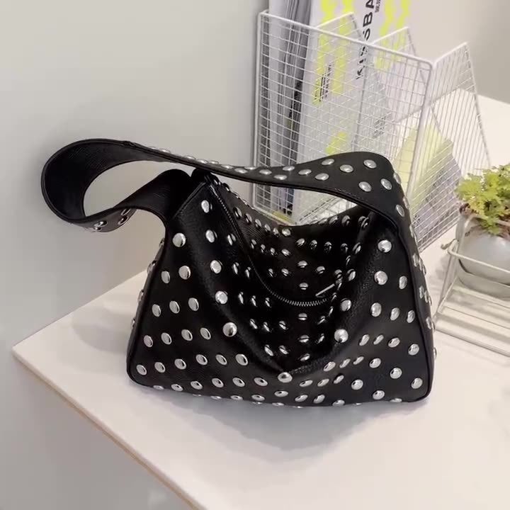 Fashionable All-Match Rivet Shoulder Handbag Underarm Bag Women'S Bag Heavy Industry Small Bag Trendy - Image 2