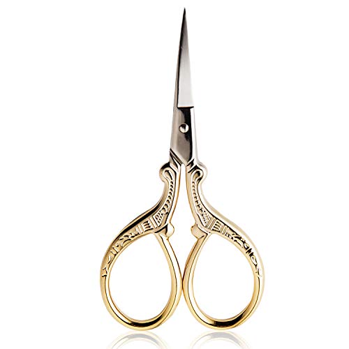 BIHRTC 3.6 Inch Embroidery Scissors Small Sewing Scissors Stainless Steel Tip Classic Scissors DIY Tools Dressmaker Shears Scissors for Craft Needlework Artwork Everyday Use Gold Scissors - Image 1