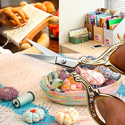 BIHRTC 3.6 Inch Embroidery Scissors Small Sewing Scissors Stainless Steel Tip Classic Scissors DIY Tools Dressmaker Shears Scissors for Craft Needlework Artwork Everyday Use Gold Scissors - Image 5