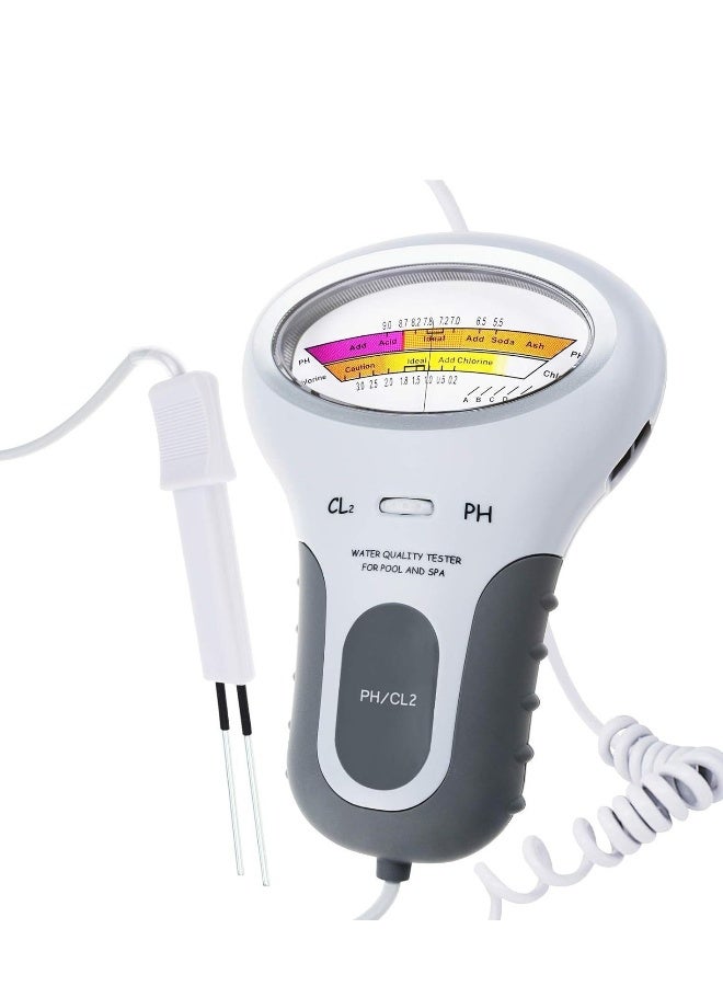 2-In-1 Water Chlorine Quality PH Measuring Tester White/Grey 24cm - Image 4