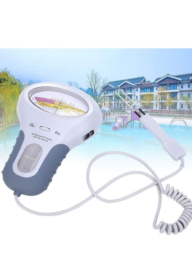 2-In-1 Water Chlorine Quality PH Measuring Tester White/Grey 24cm - Image 1