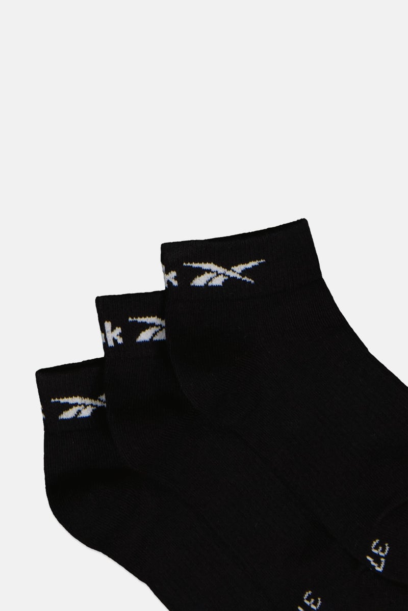 Reebok Men 3 Pairs Brand Logo Ankle Socks, Black - Image 2